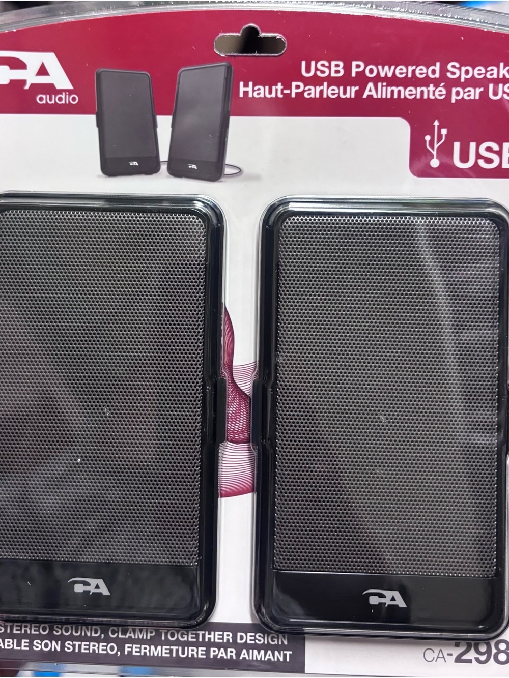 Cyber Acoustics CA-2988 Portable 2 USB SPEAKERS, Computer Laptop Travel Sealed